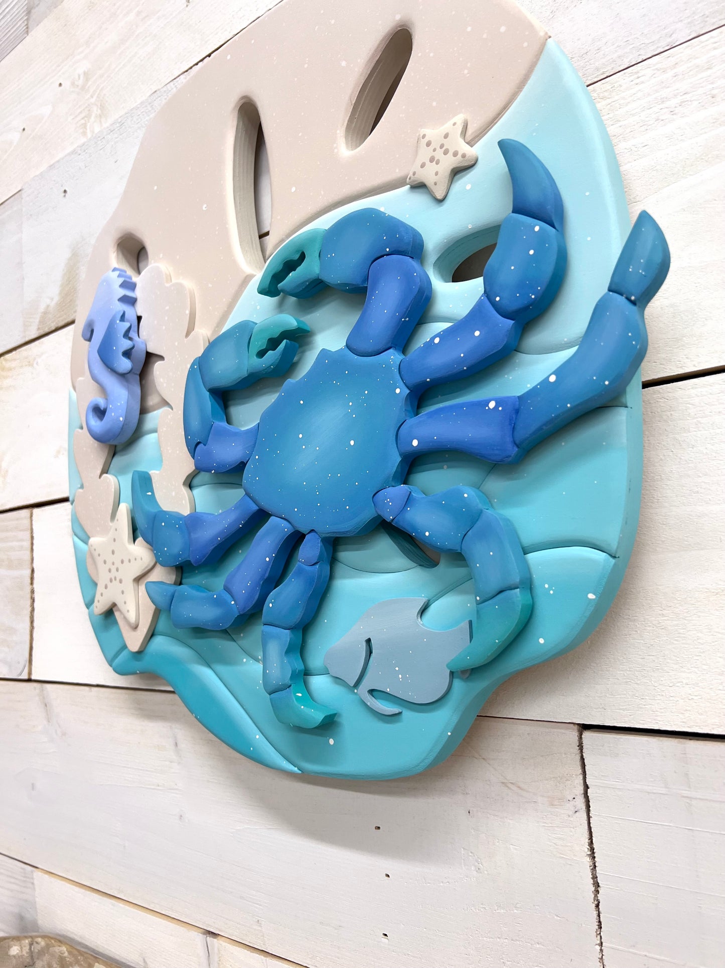 Sand Dollar Blue Crab Wall Hanger