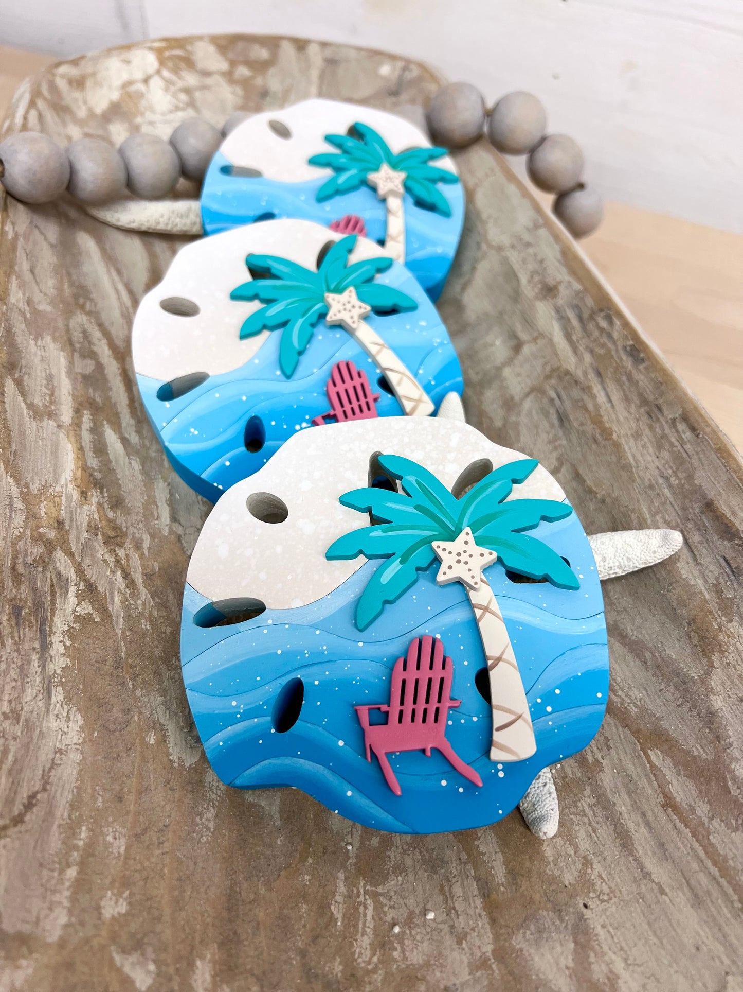 Sand Dollar MAGNET with Palm & Beach Chair