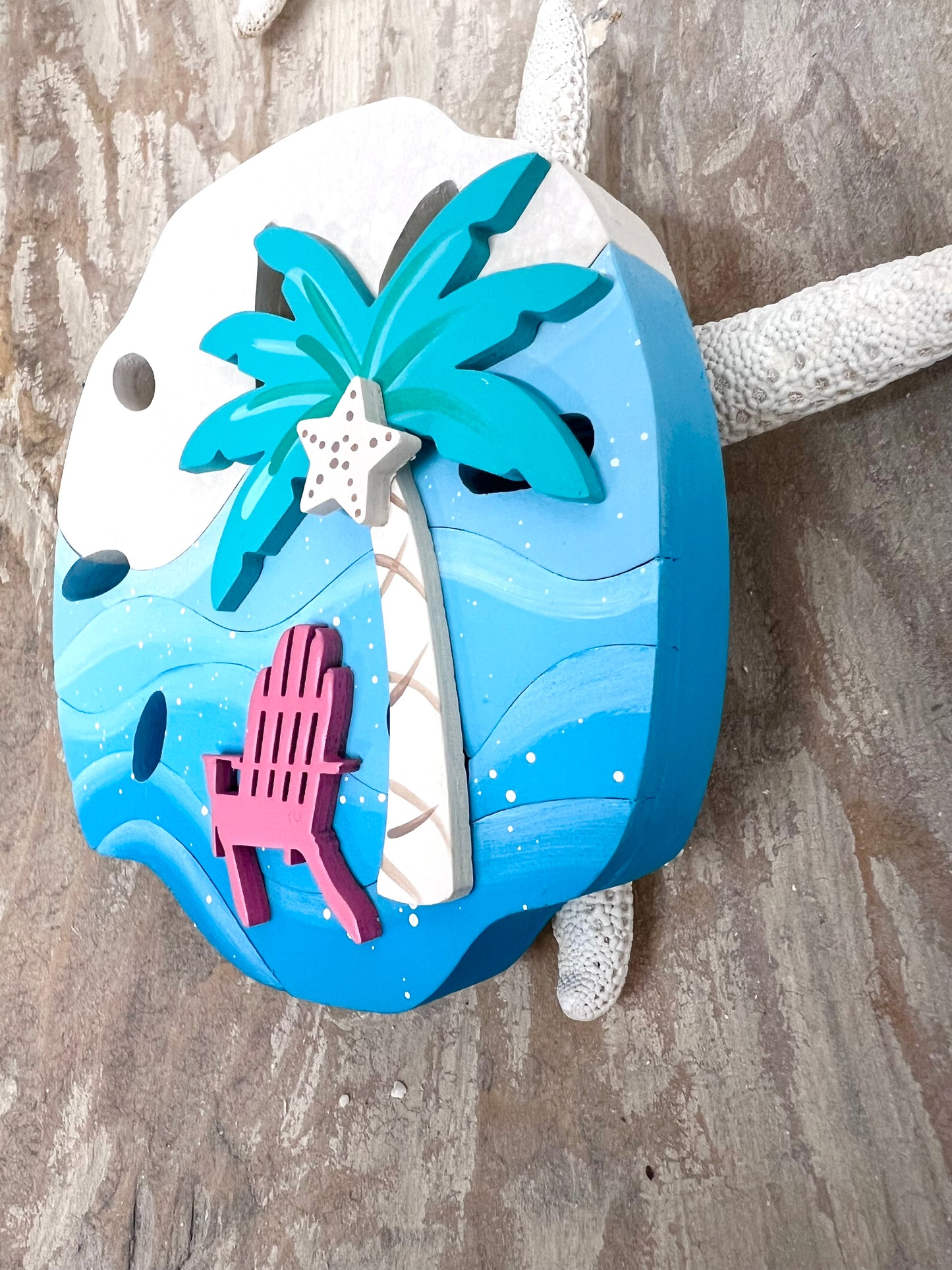 Sand Dollar MAGNET with Palm & Beach Chair