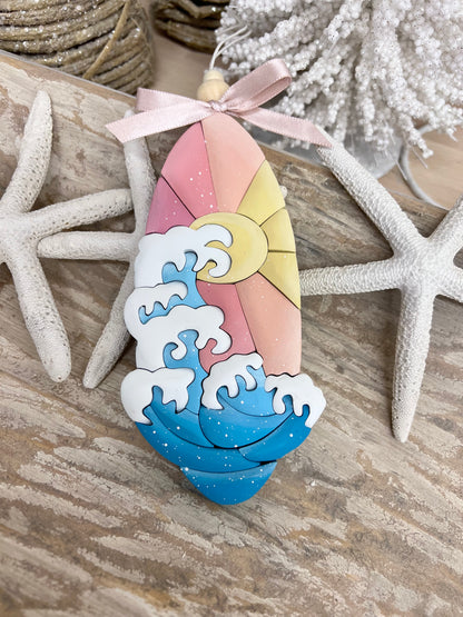 Sun & Waves Surfboard Ornament