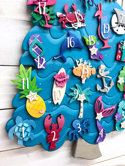 BOLD & BRIGHT Coastal Christmas Advent/Countdown (made to order)