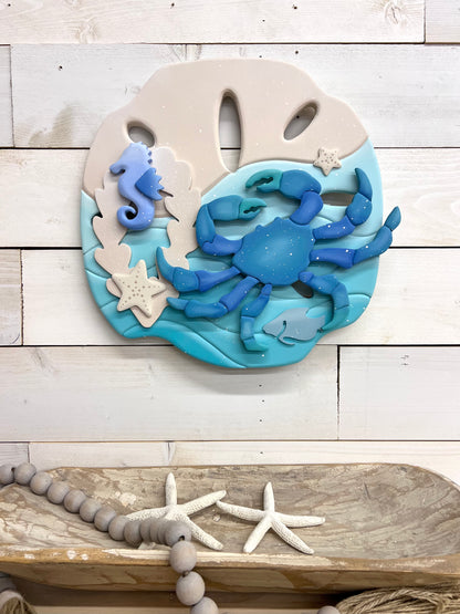 Sand Dollar Blue Crab Wall Hanger