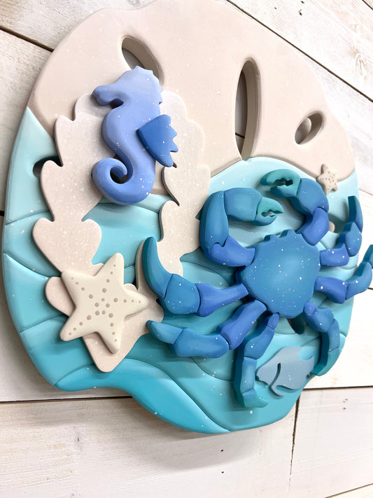 Sand Dollar Blue Crab Wall Hanger