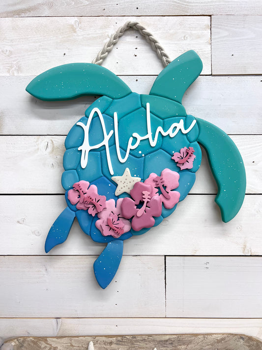 Sea Turtle Door Hanger "Aloha"