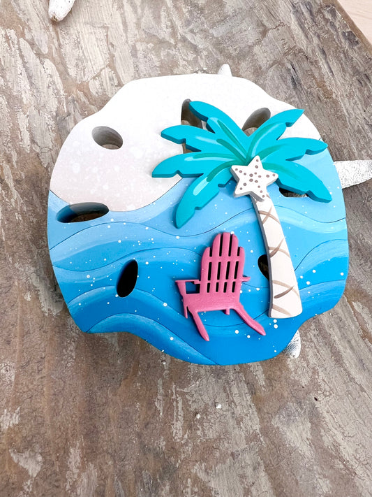 Sand Dollar MAGNET with Palm & Beach Chair