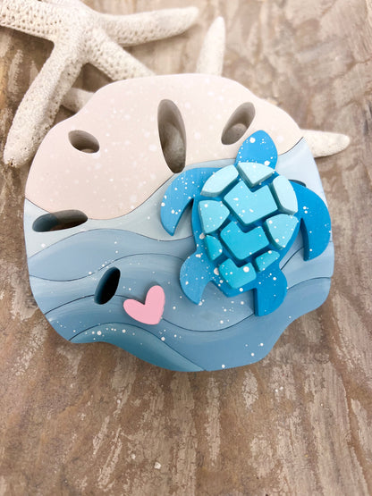 Sand Dollar MAGNET with Sea Turtle