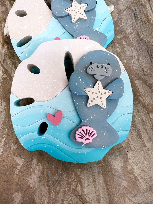 Sand Dollar MAGNET with Manatee