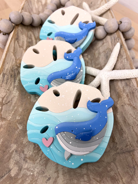 Sand Dollar Magnet with Whale