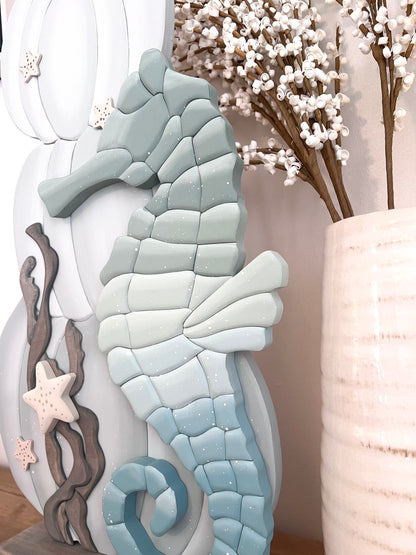 Coastal Pumpkin Triple Stack with Seahorse