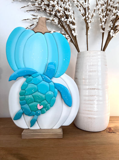 Coastal Pumpkin Double Stack with Sea Turtle