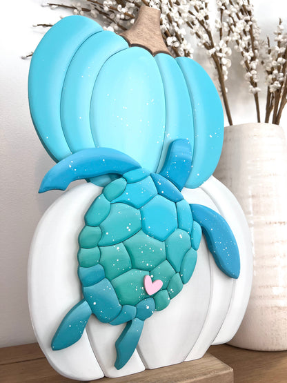 Coastal Pumpkin Double Stack with Sea Turtle