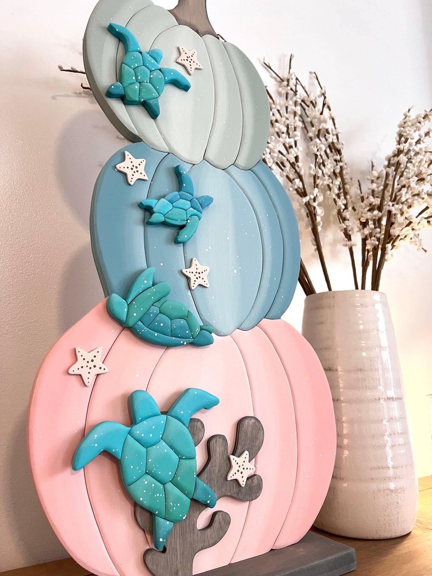 Coastal Pumpkin Triple Stack with Sea Turtles