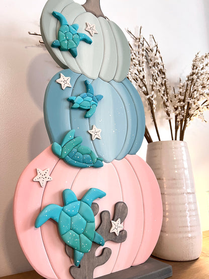 Coastal Pumpkin Triple Stack with Sea Turtles