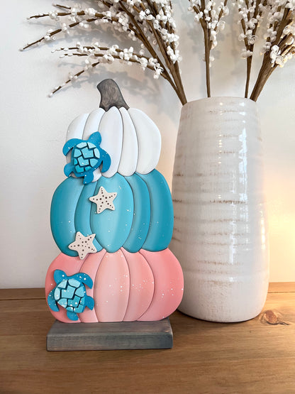 Small Coastal Pumpkin Triple Stack with Sea Turtles