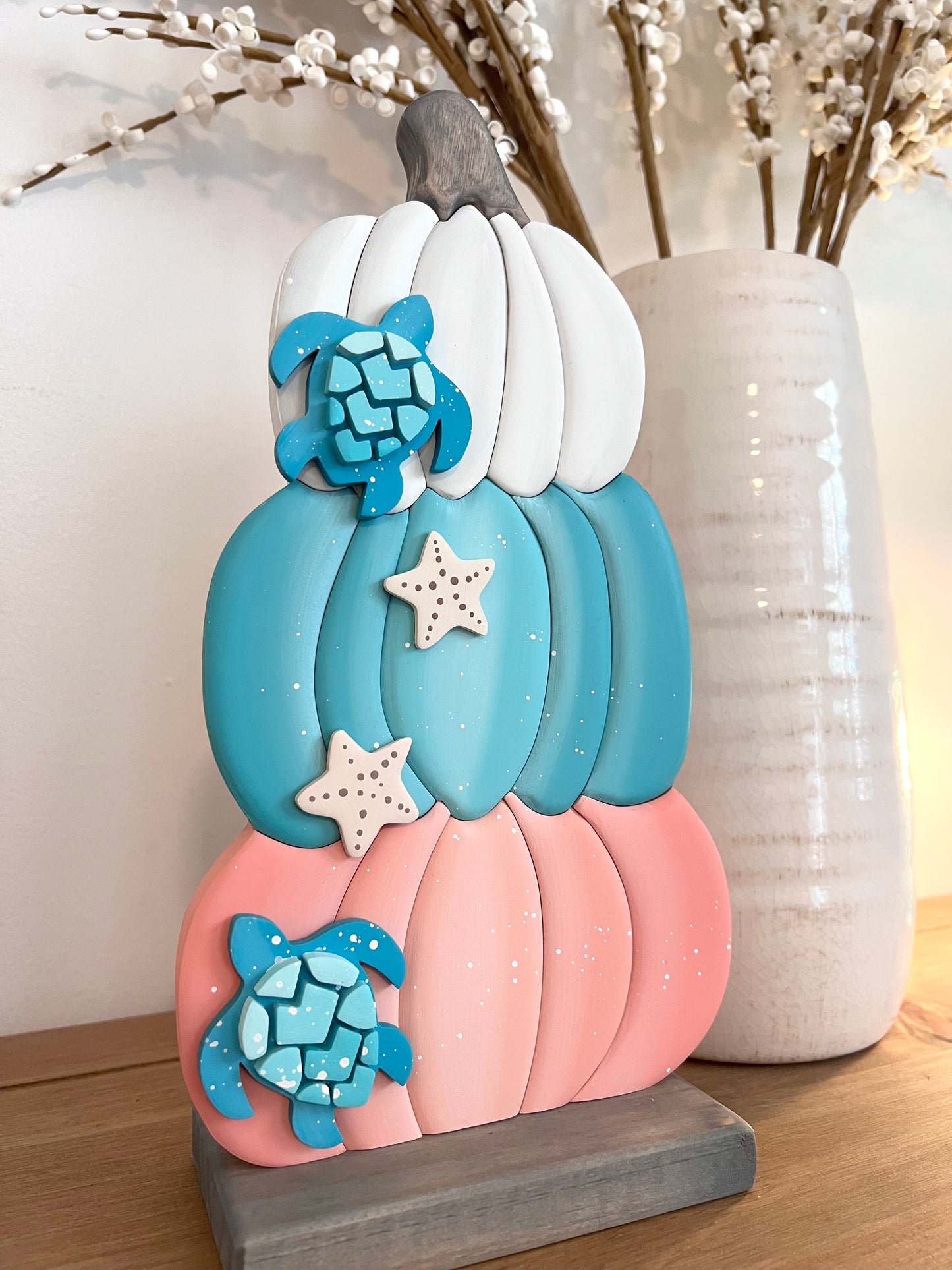Small Coastal Pumpkin Triple Stack with Sea Turtles