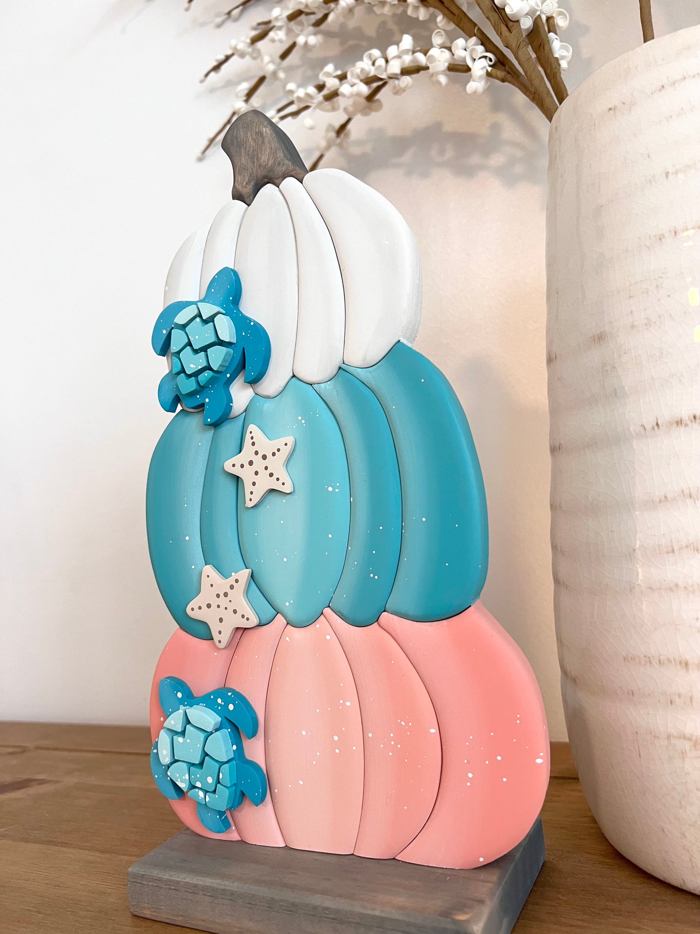 Small Coastal Pumpkin Triple Stack with Sea Turtles